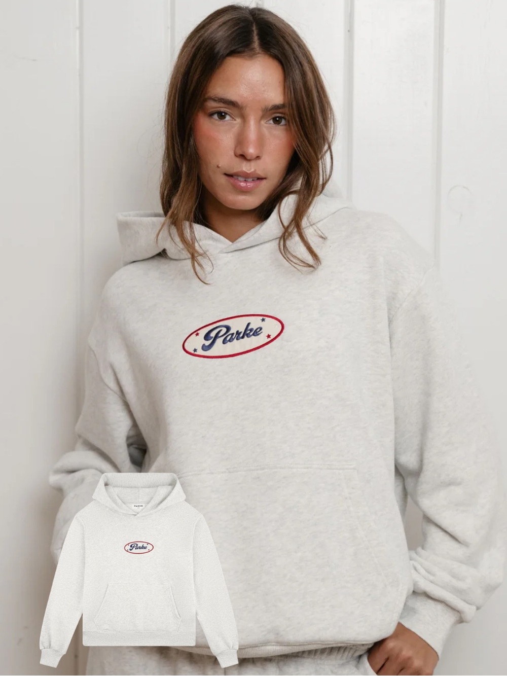 Parke Pullover Hoodie with Navy & Red Logo